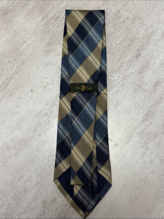 Polo club Other - Men's Plaid Tie in Navy and Tan